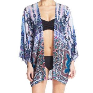 Nanette Lepore Paros Paisley Kimono Cover-Up Multi OS NWT